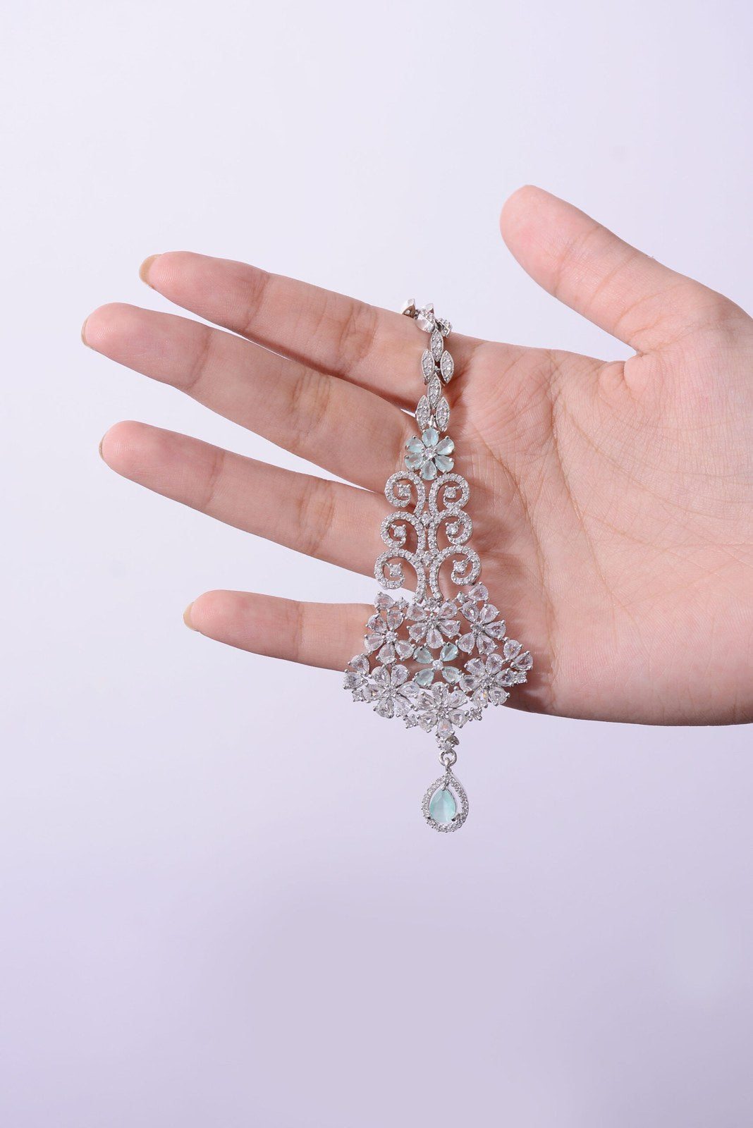 Sea Green Zircon Maang Tikka