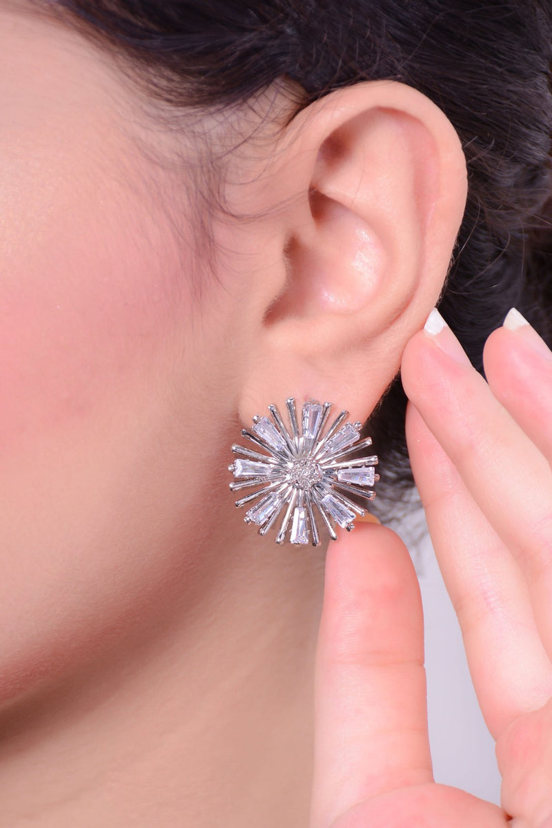 Baguette Zircon Starburst Studs