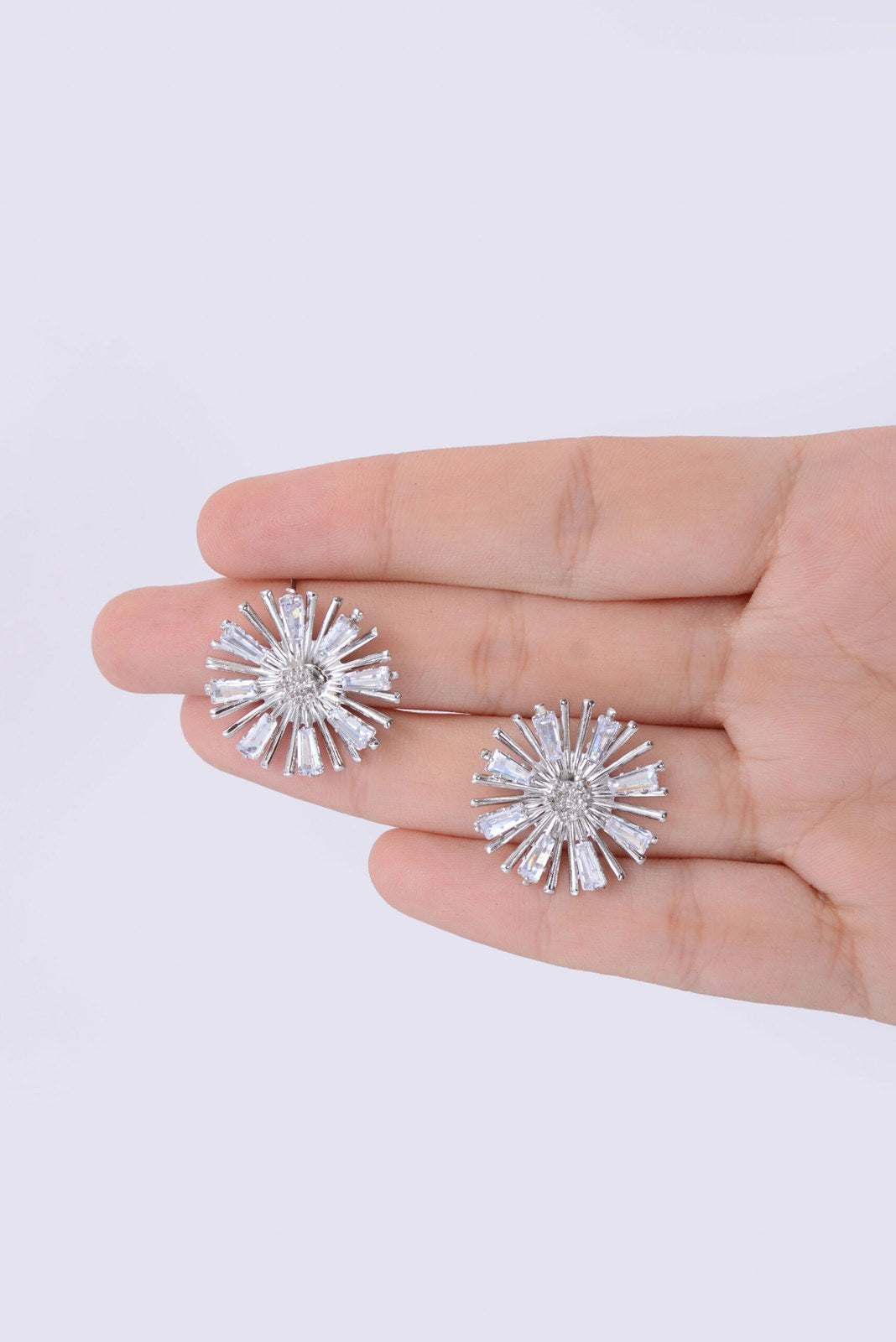 Baguette Zircon Starburst Studs