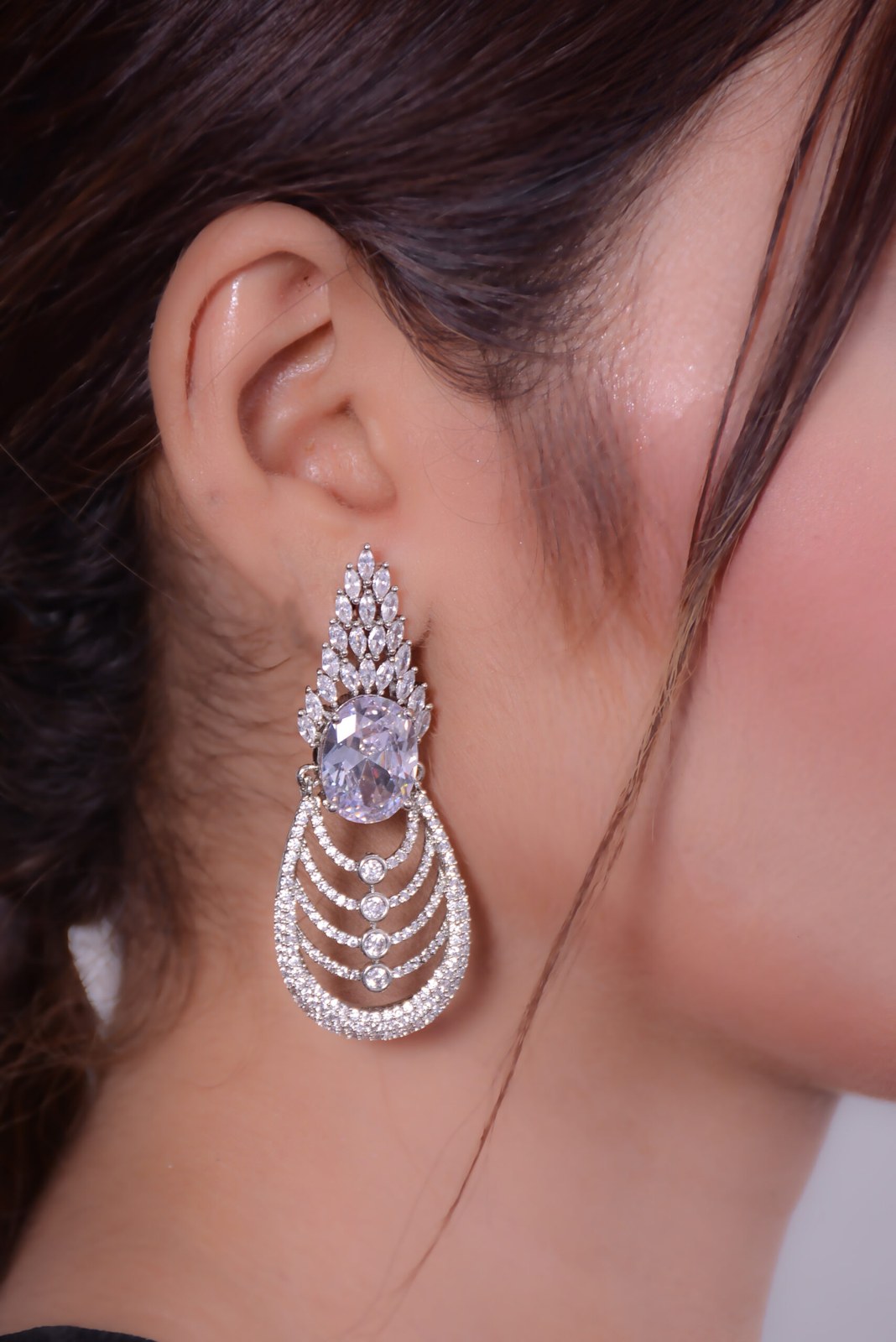 Zircon Tiered Teardrop Drop Earrings