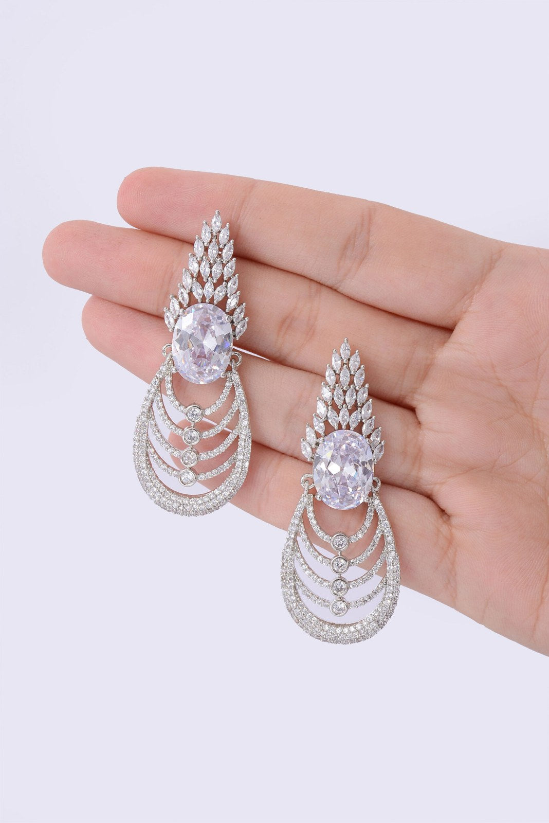 Zircon Tiered Teardrop Drop Earrings