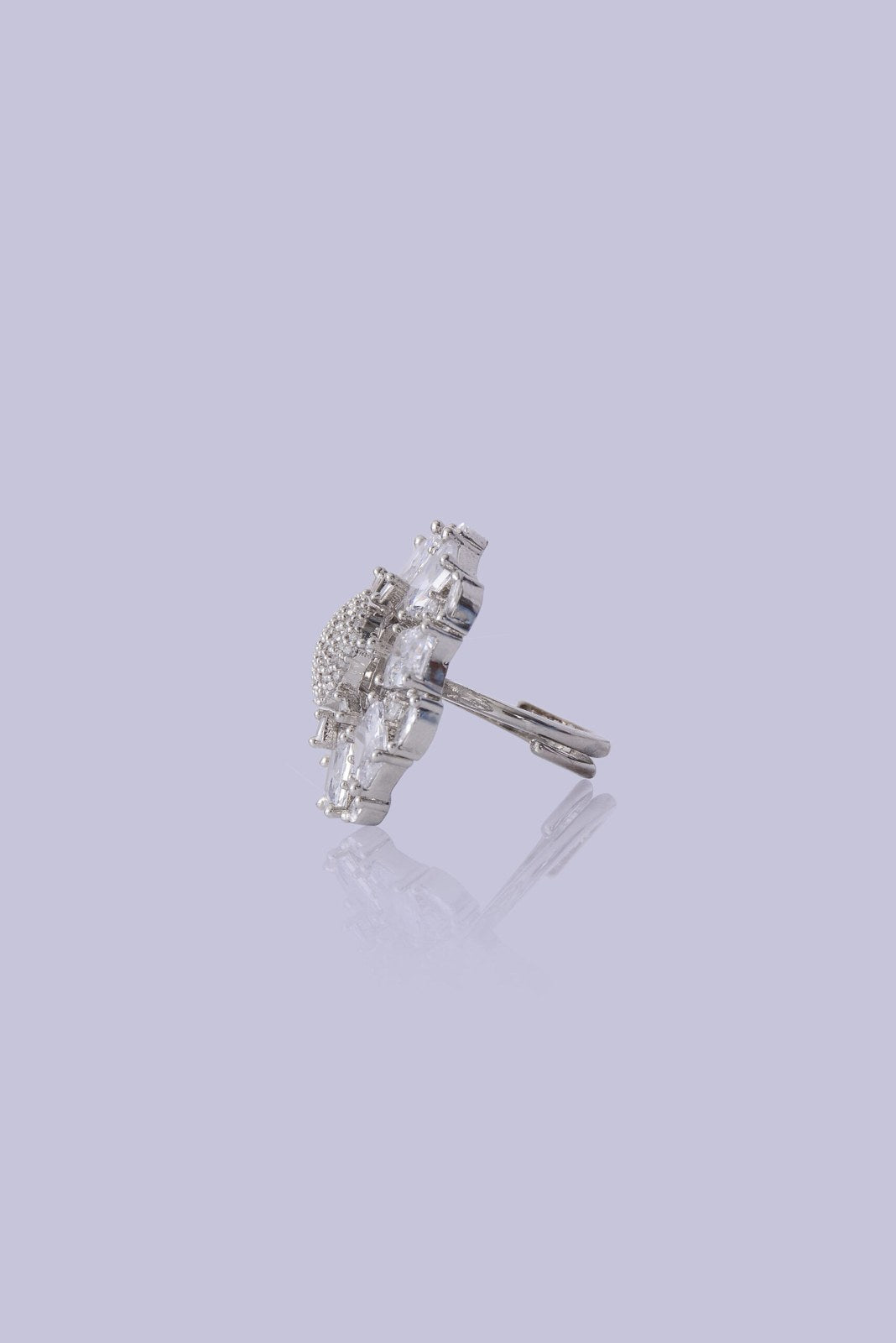 Silver Zircon Flower Cluster Ring