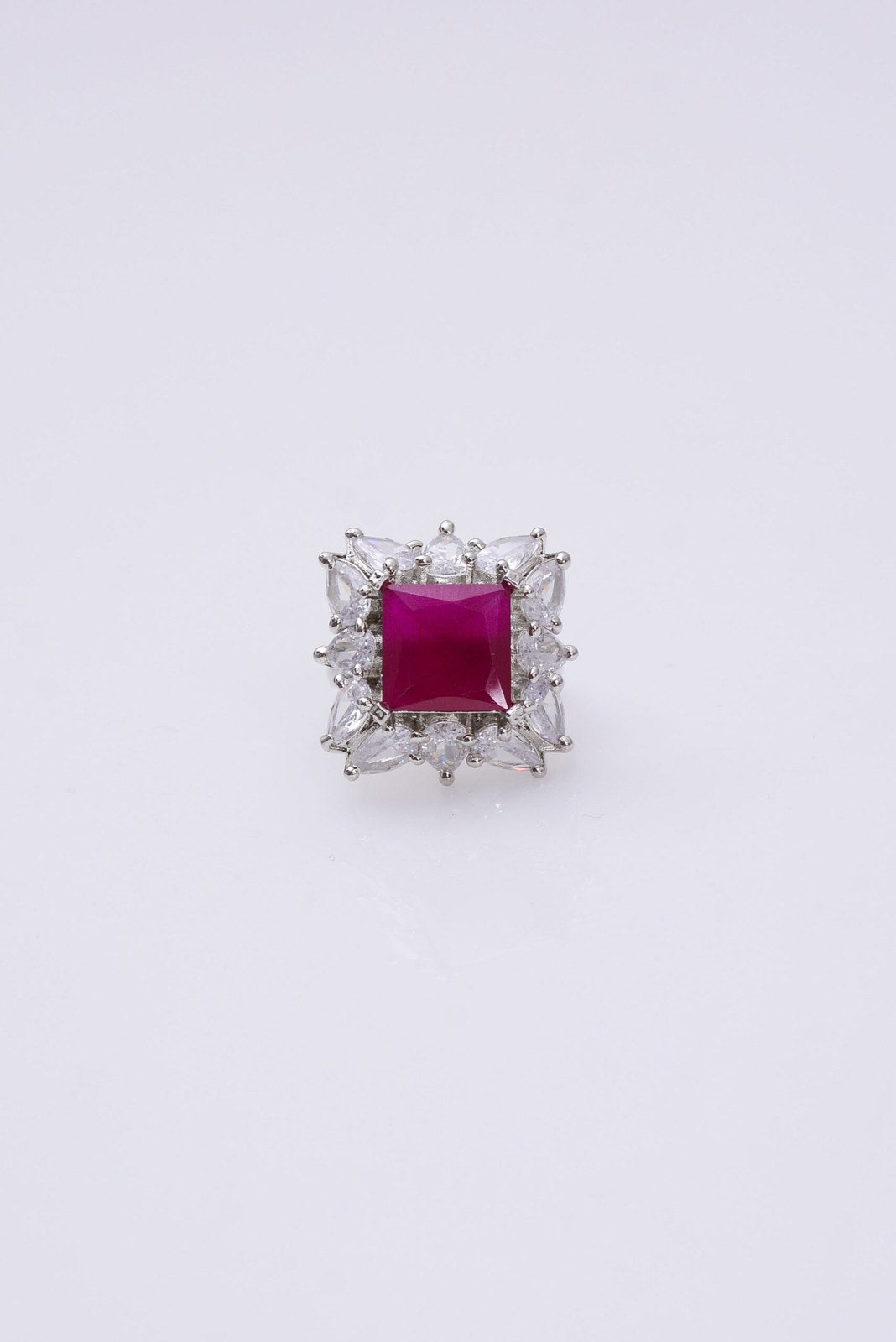 Ruby and Emerald Square Zircon Ring