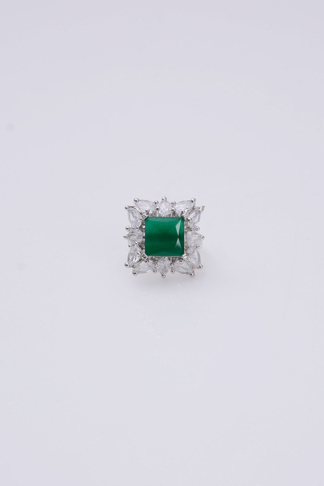 Ruby and Emerald Square Zircon Ring
