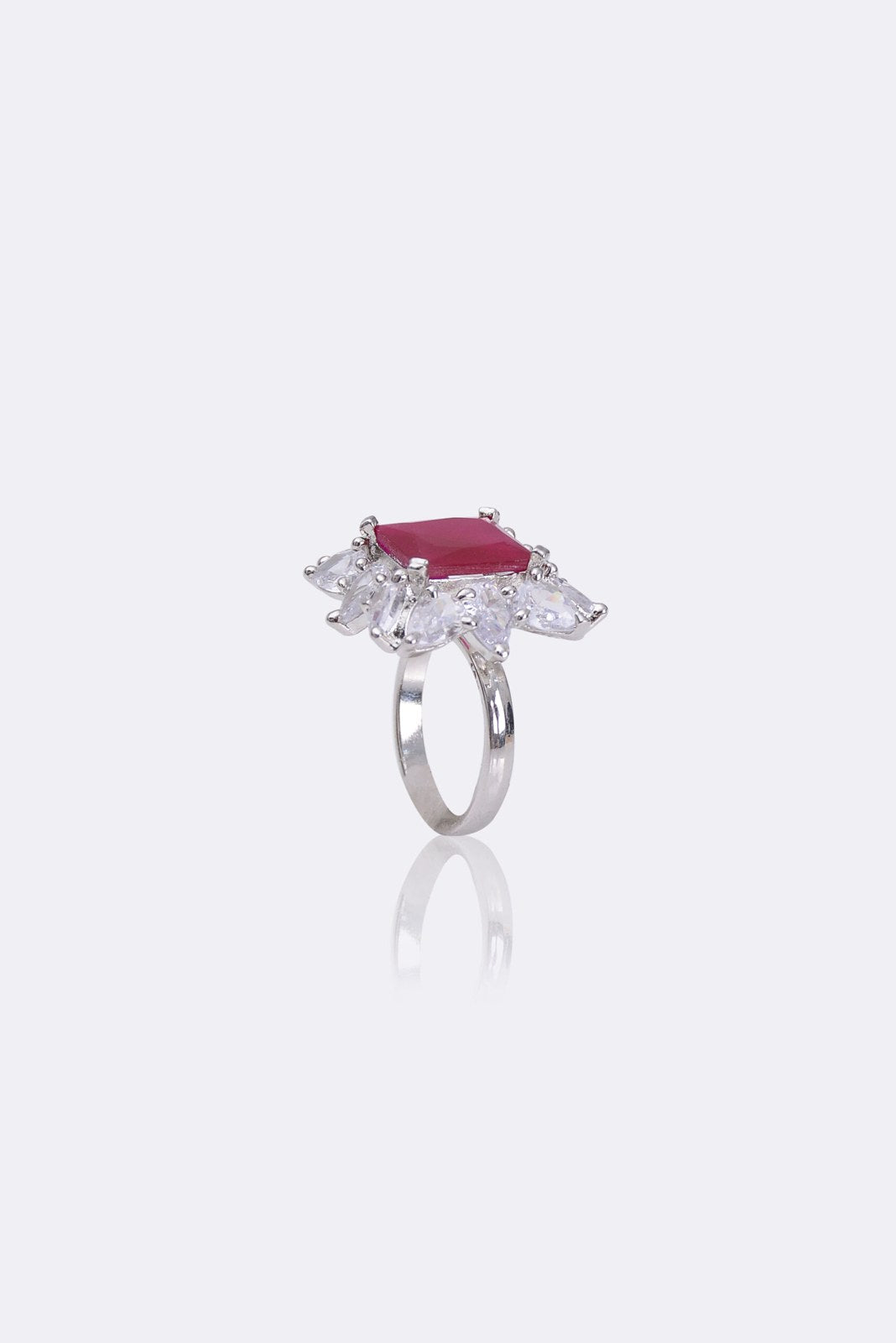 Ruby and Emerald Square Zircon Ring