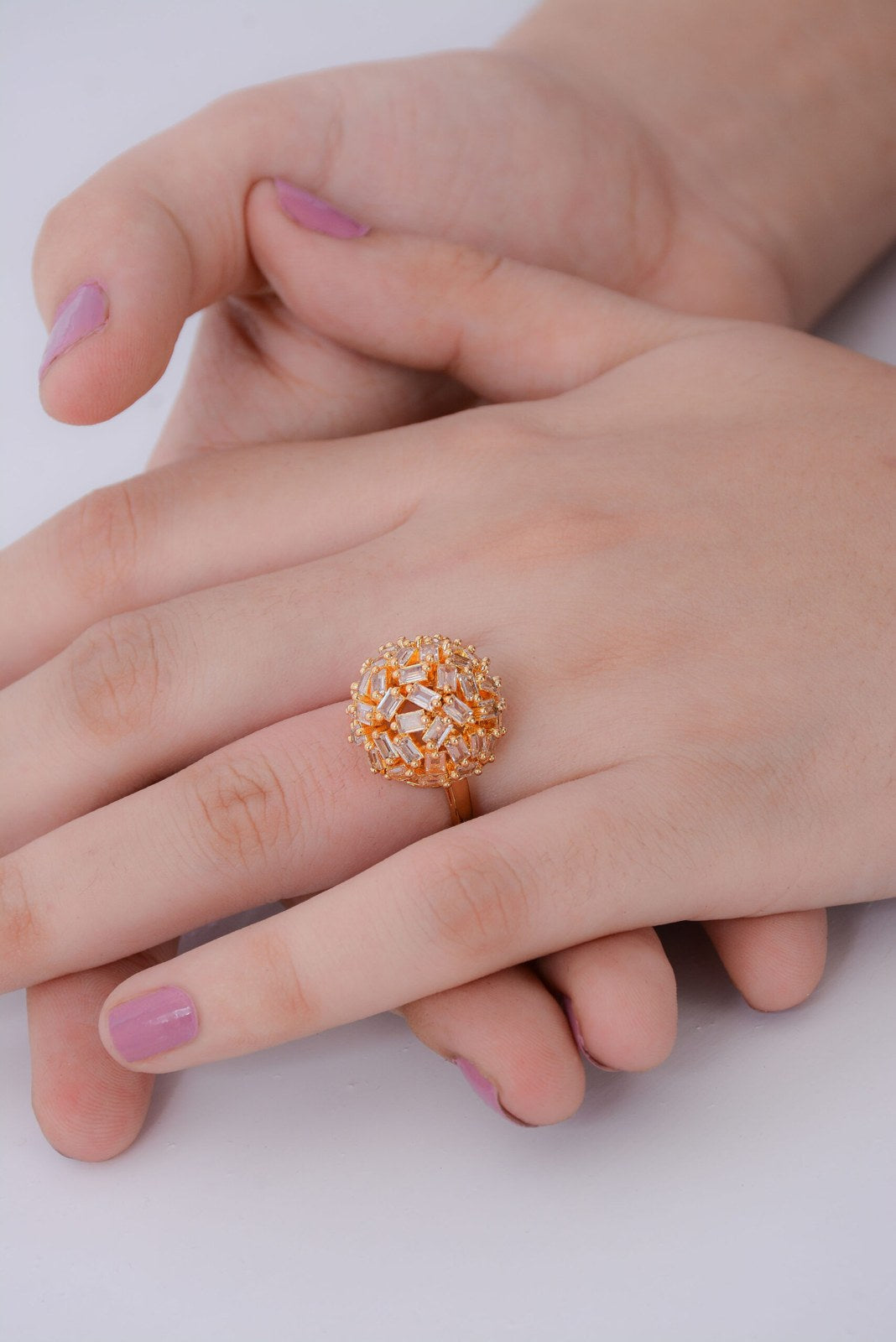 Golden Silver Zircon Ball Rings