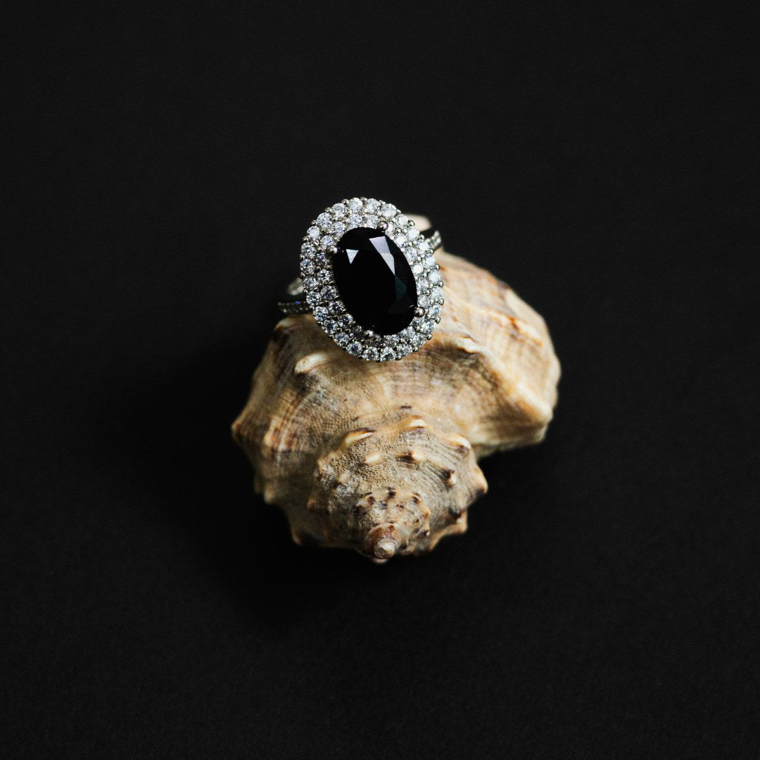 Oval Zircon Halo Rings