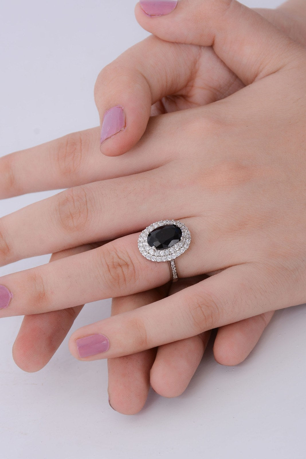 Oval Zircon Halo Rings
