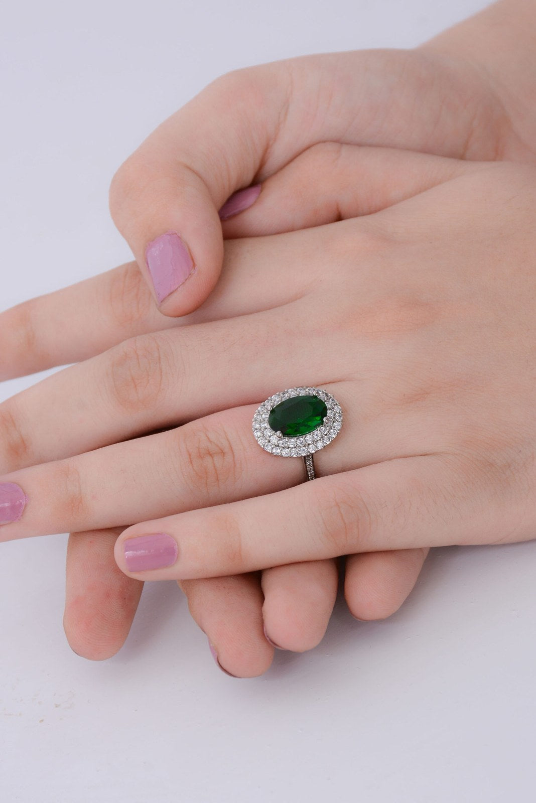 Oval Zircon Halo Rings