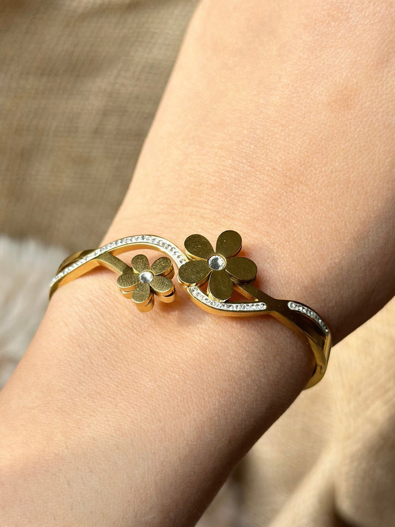Golden Flower Cuff Bracelet