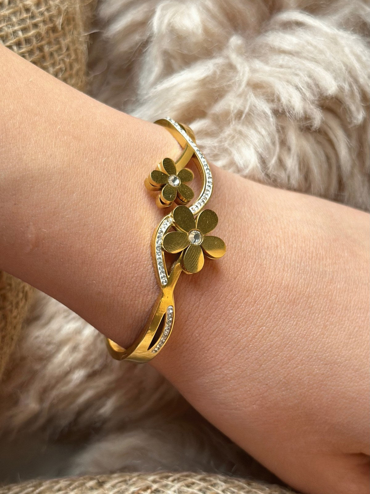 Golden Flower Cuff Bracelet