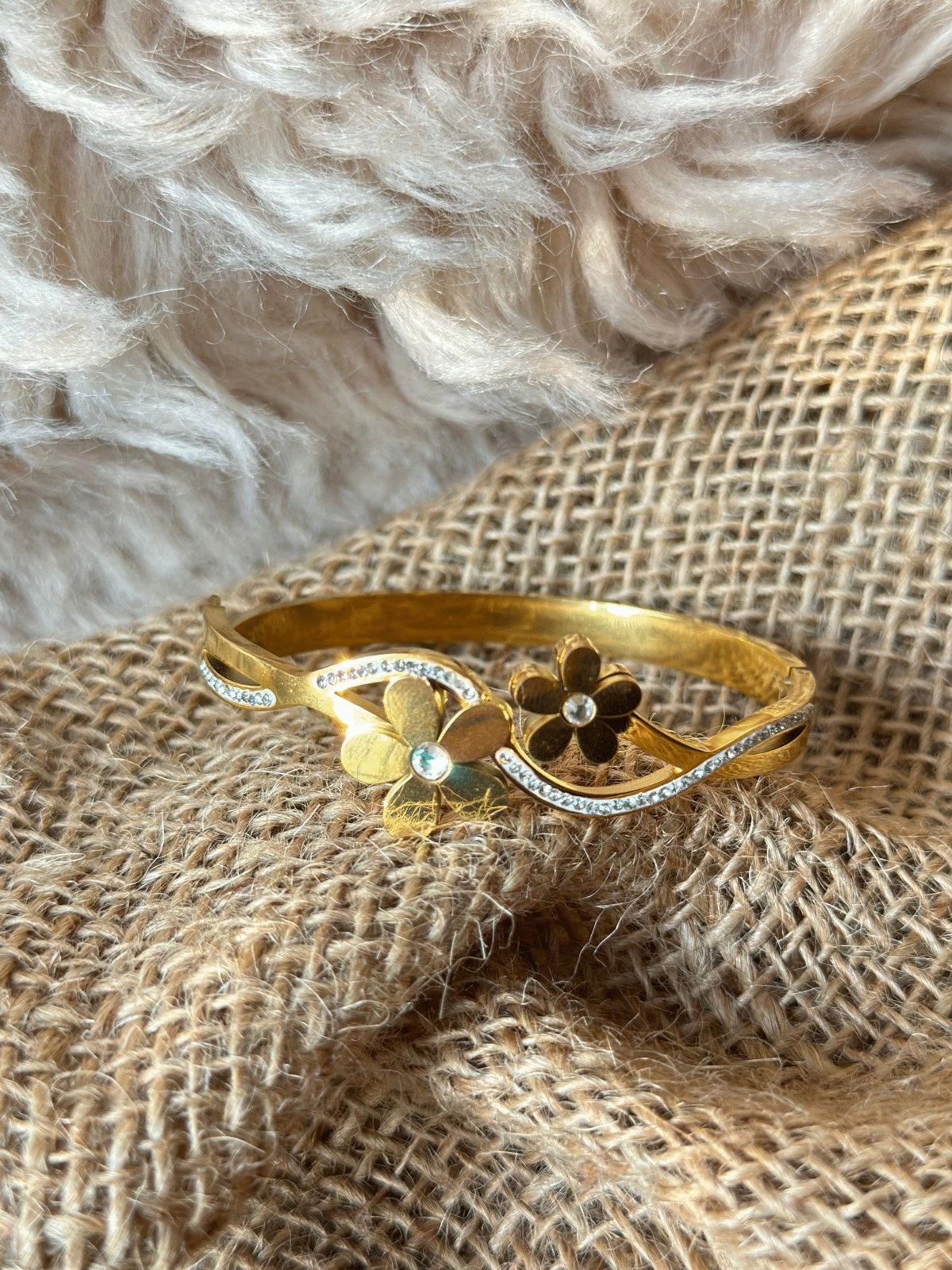 Golden Flower Cuff Bracelet