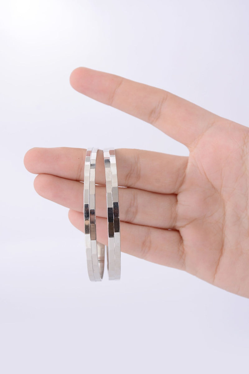 Silver Slim Bangle Pair
