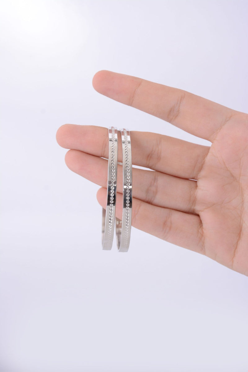 Silver Zircon Bangle Pair