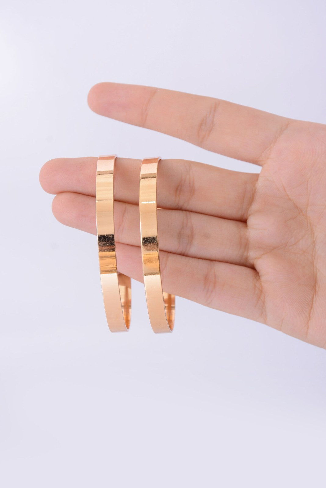 Rose Gold Plain Bangle Pair