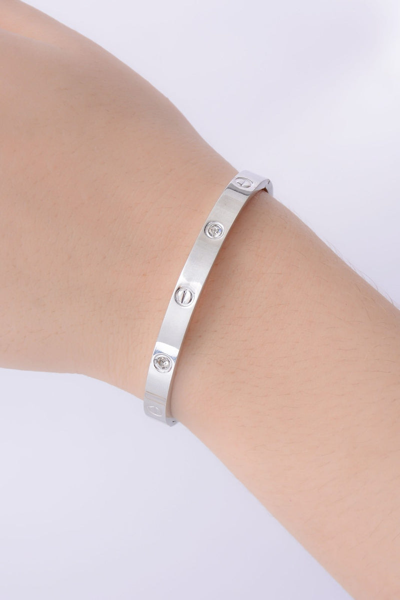 Silver Screw-Detail Cuff Bracelet