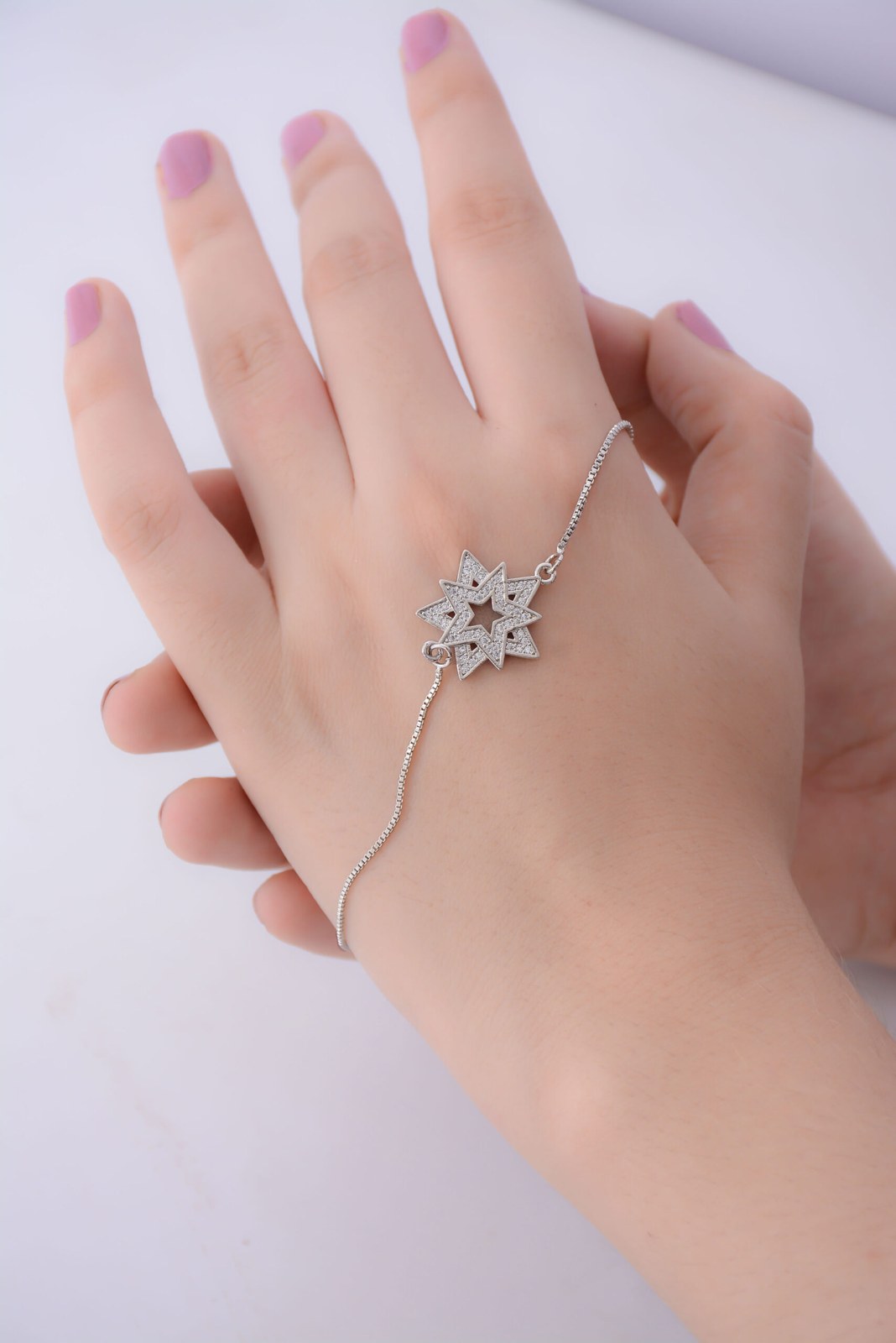 Silver Star Hand Chain Bracelet