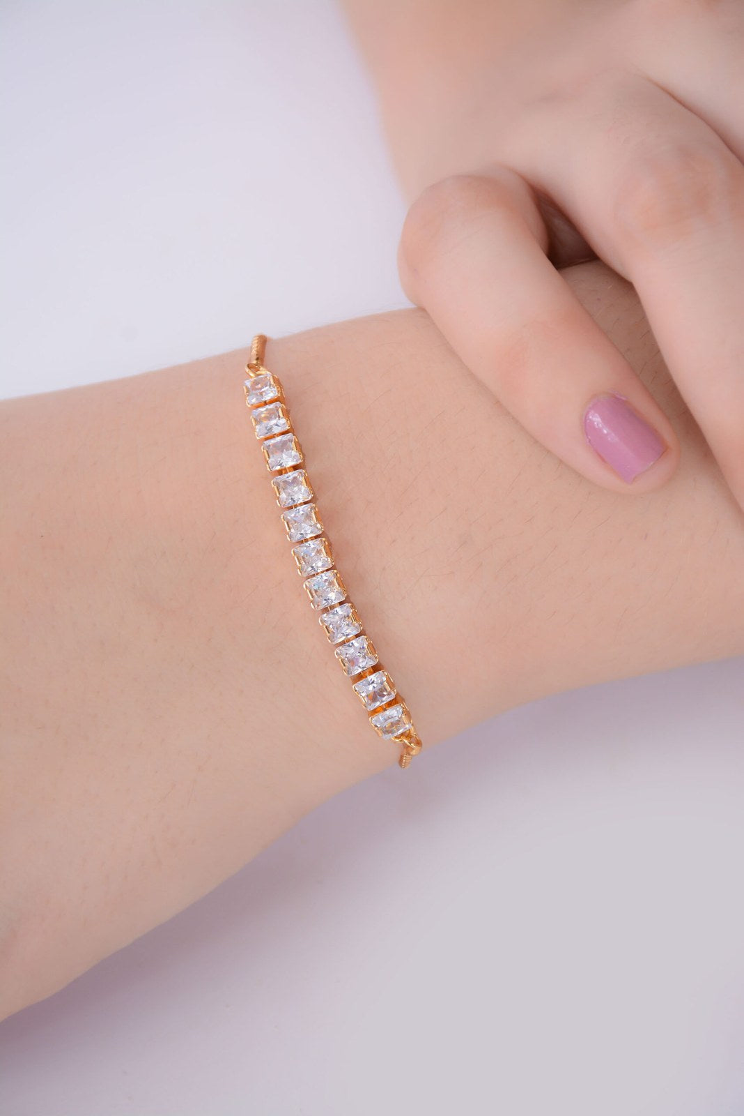 Golden Zircon Line Bracelet