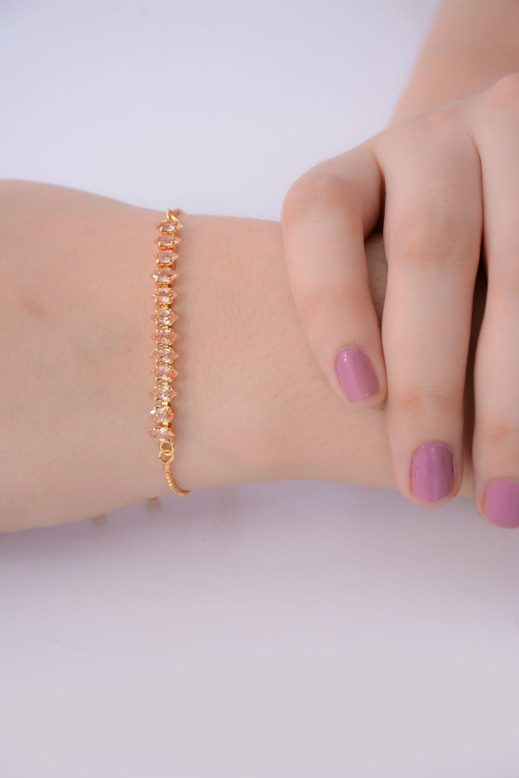 Golden Copper Stone Line Bracelet