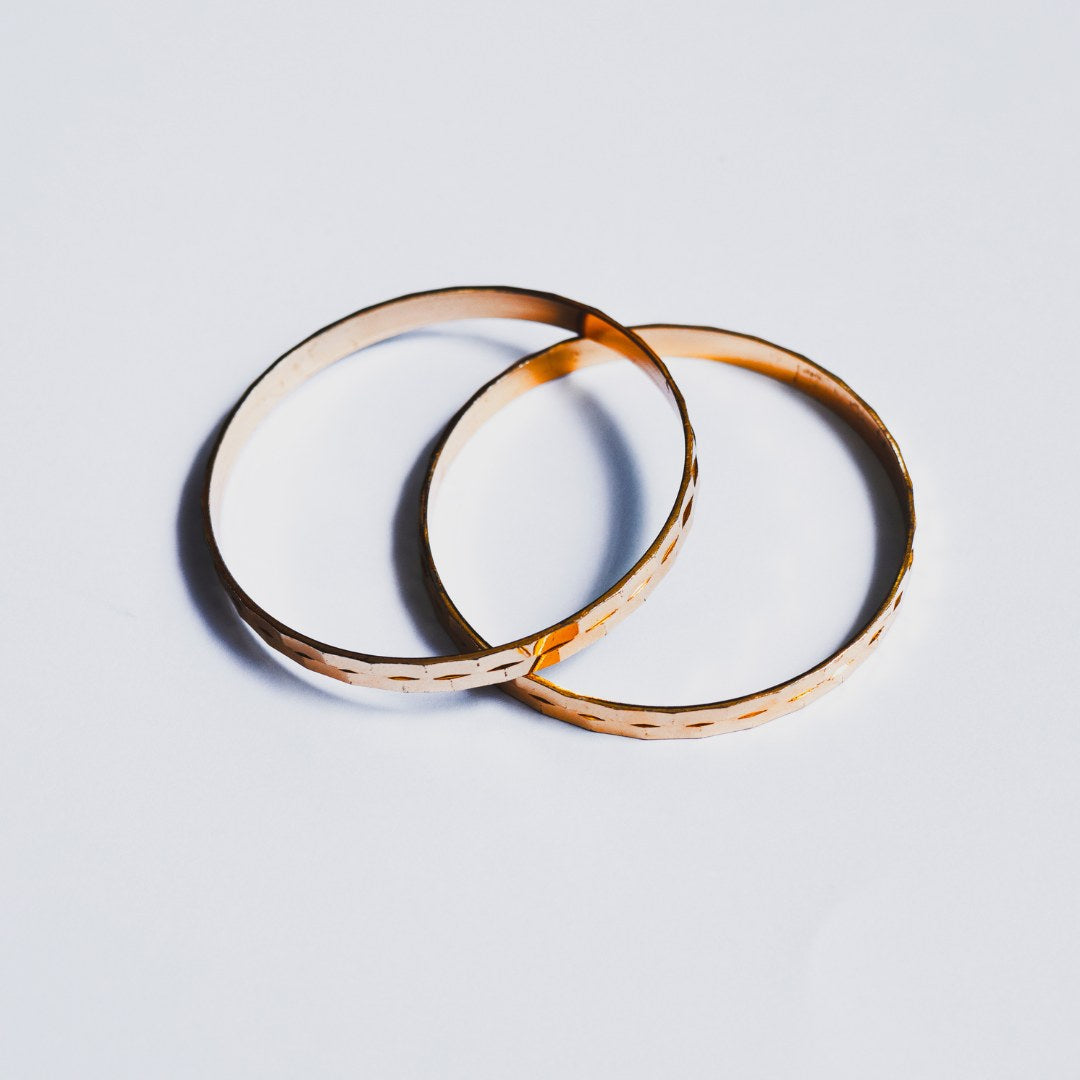 Golden Textured Bangle Pair