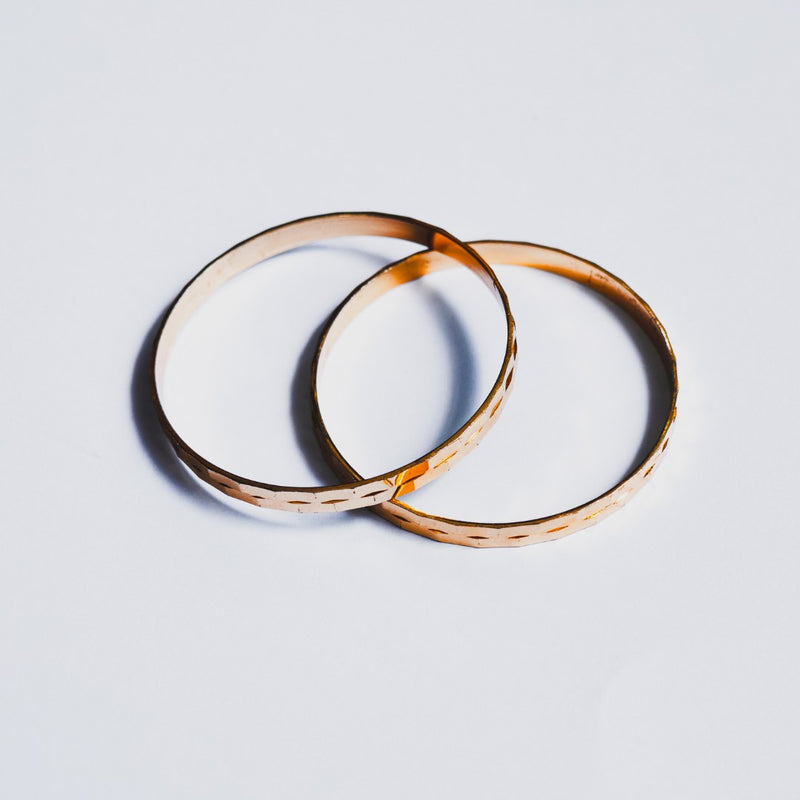 Golden Textured Bangle Pair