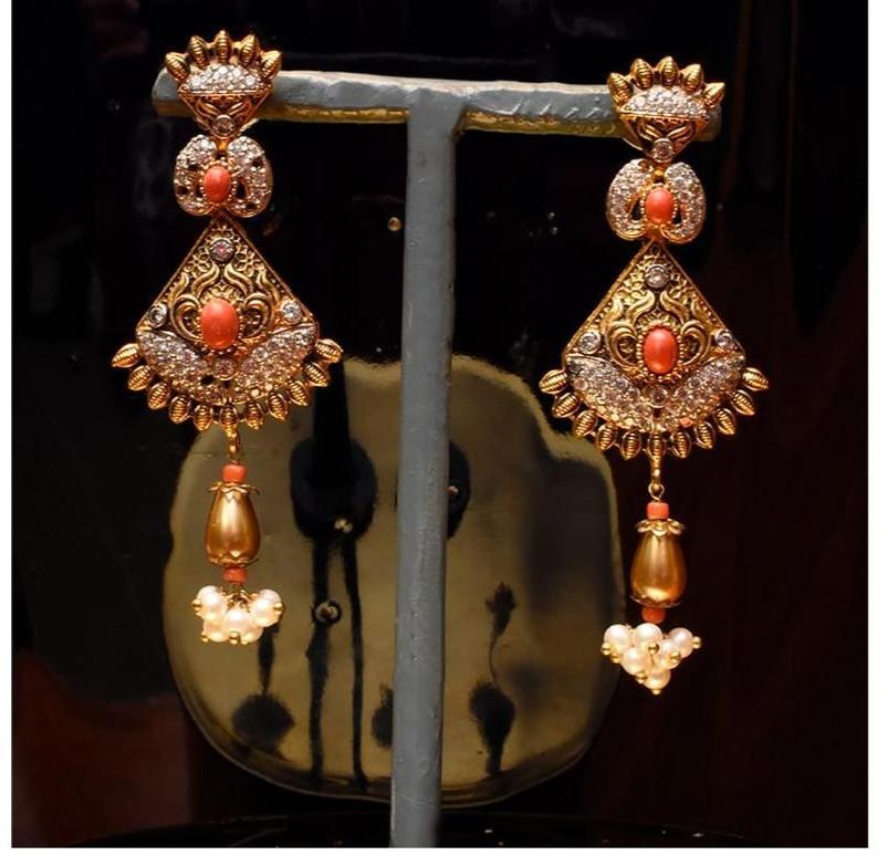 925 Silver Coral Pearl Drop Earrings