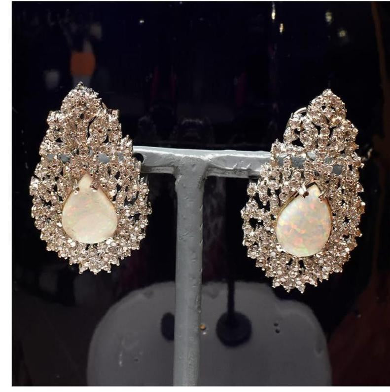 925 Silver White Pearl Zircon Stud Earrings