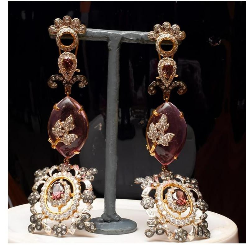 925 Silver Garnet Statement Drop Earrings
