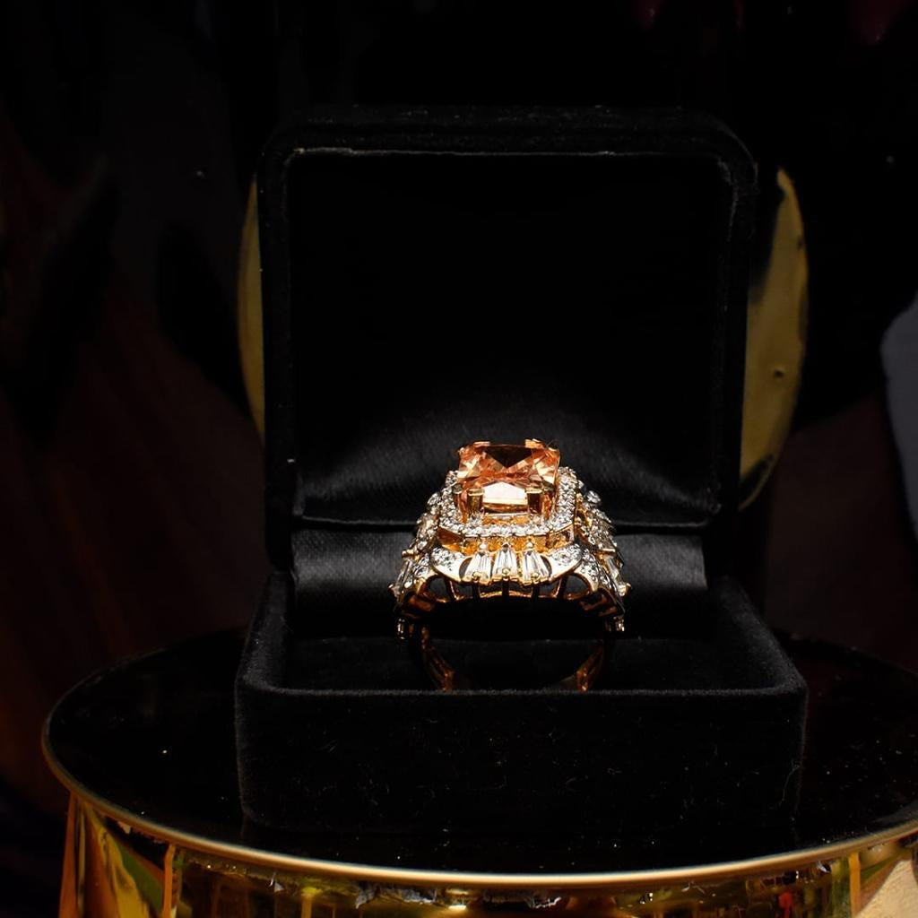 925 Silver Copper Zircon Cocktail Ring
