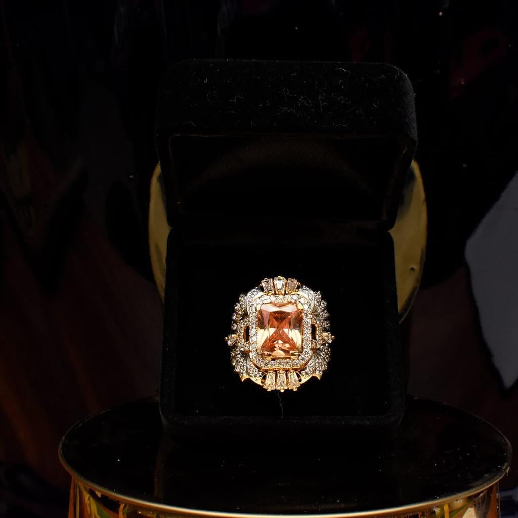 925 Silver Copper Zircon Cocktail Ring