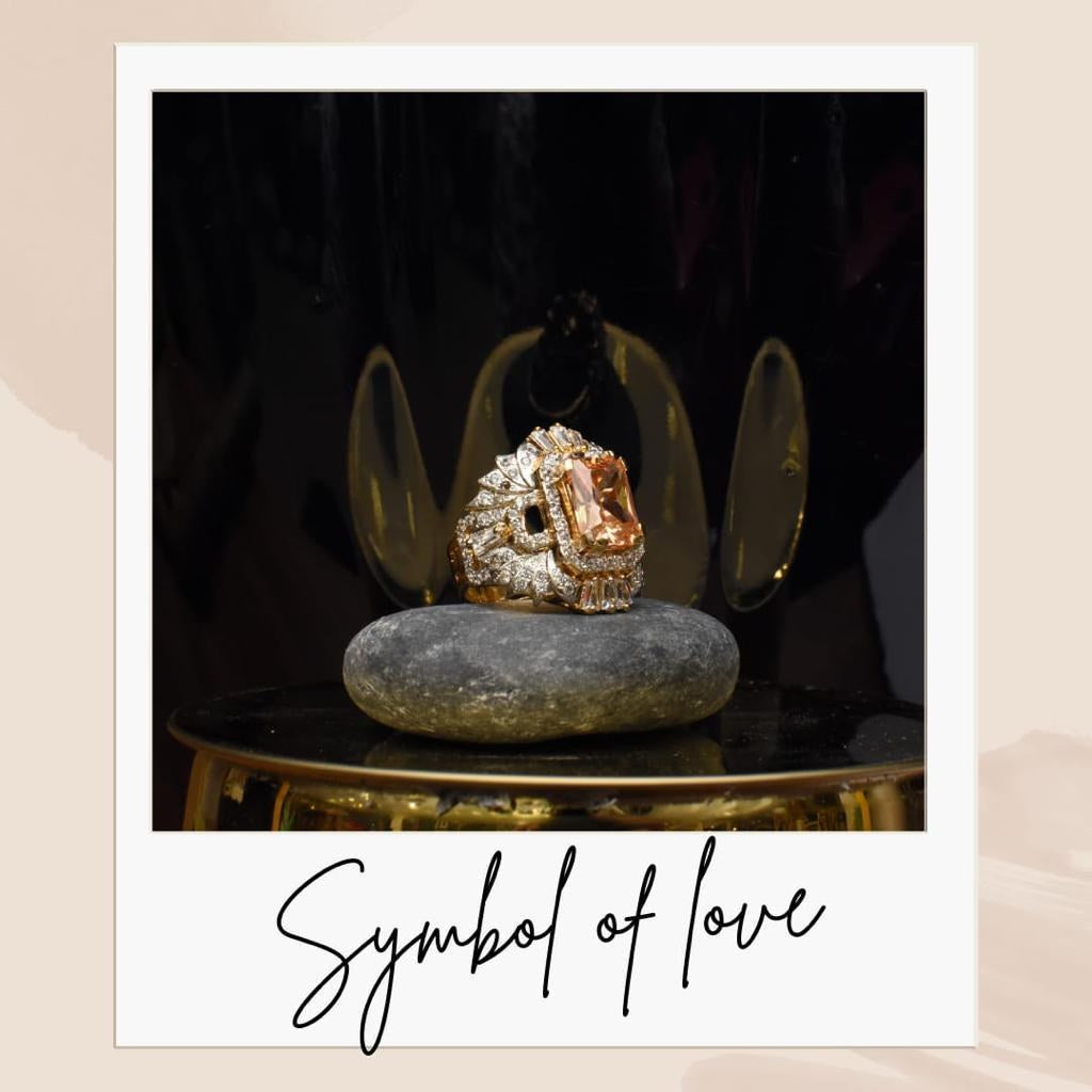 925 Silver Copper Zircon Cocktail Ring