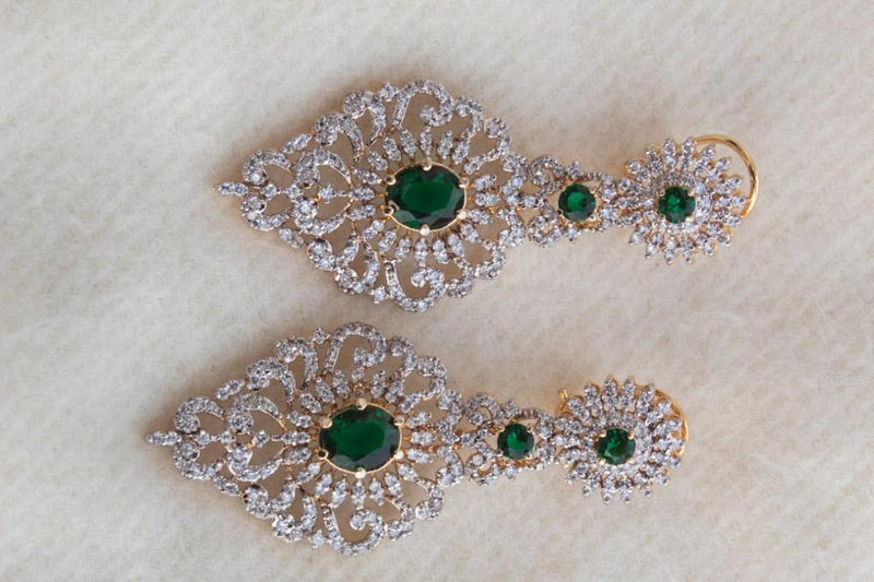 925 Silver Emerald Marquise Zircon Earrings