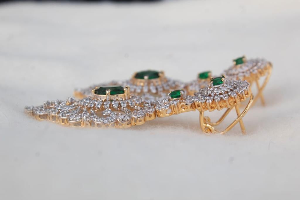 925 Silver Emerald Marquise Zircon Earrings