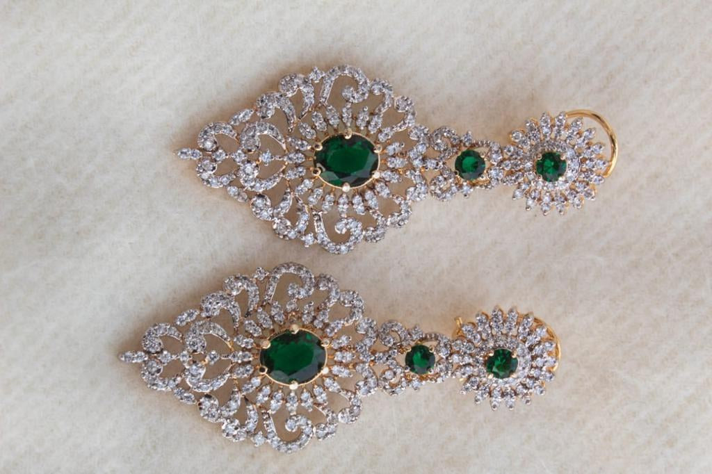 925 Silver Emerald Marquise Zircon Earrings