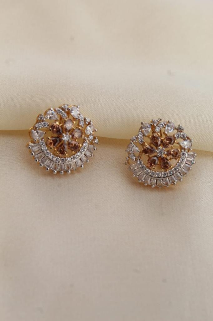 925 Silver Round Zircon Stud Earrings