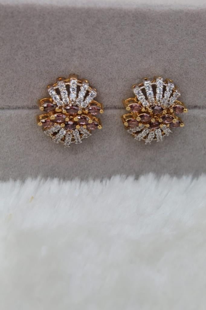 925 Silver Fan Zircon Stud Earrings