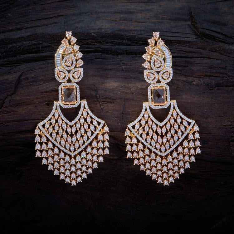 925 Silver Rose Gold Zircon Chandelier Earrings