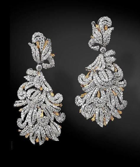 925 Silver Zircon Feather Statement Earrings
