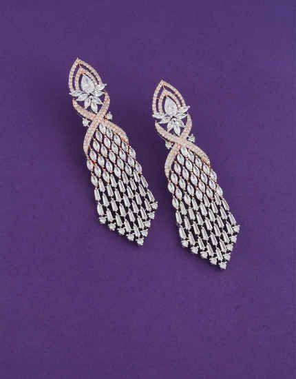 925 Silver Zircon Fringe Drop Earrings