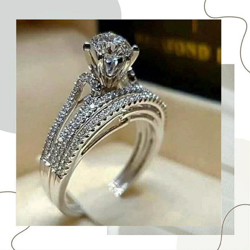 925 Silver Zircon Stacked Solitaire Ring