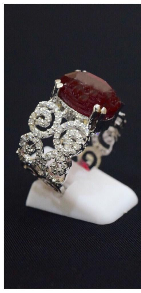 925 Silver Maroon Zircon Scroll Cocktail Ring