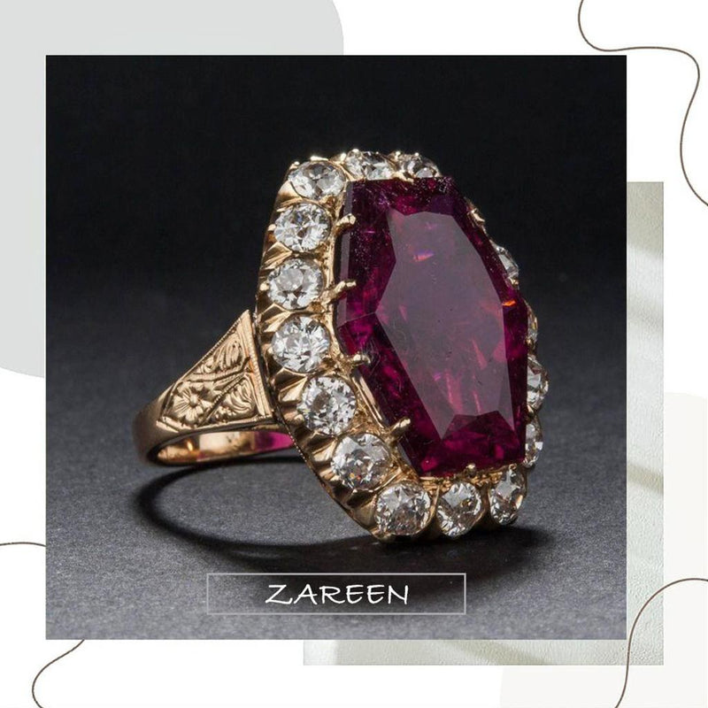925 Silver Dark Maroon Zircon Antique Statement Ring
