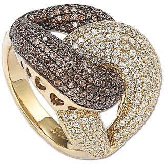 925 Silver Zircon Gold-Polish Pave Knot Ring