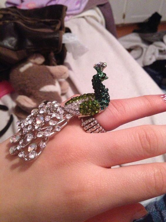 925 Silver Multicolour Zircon Peacock Cocktail Ring