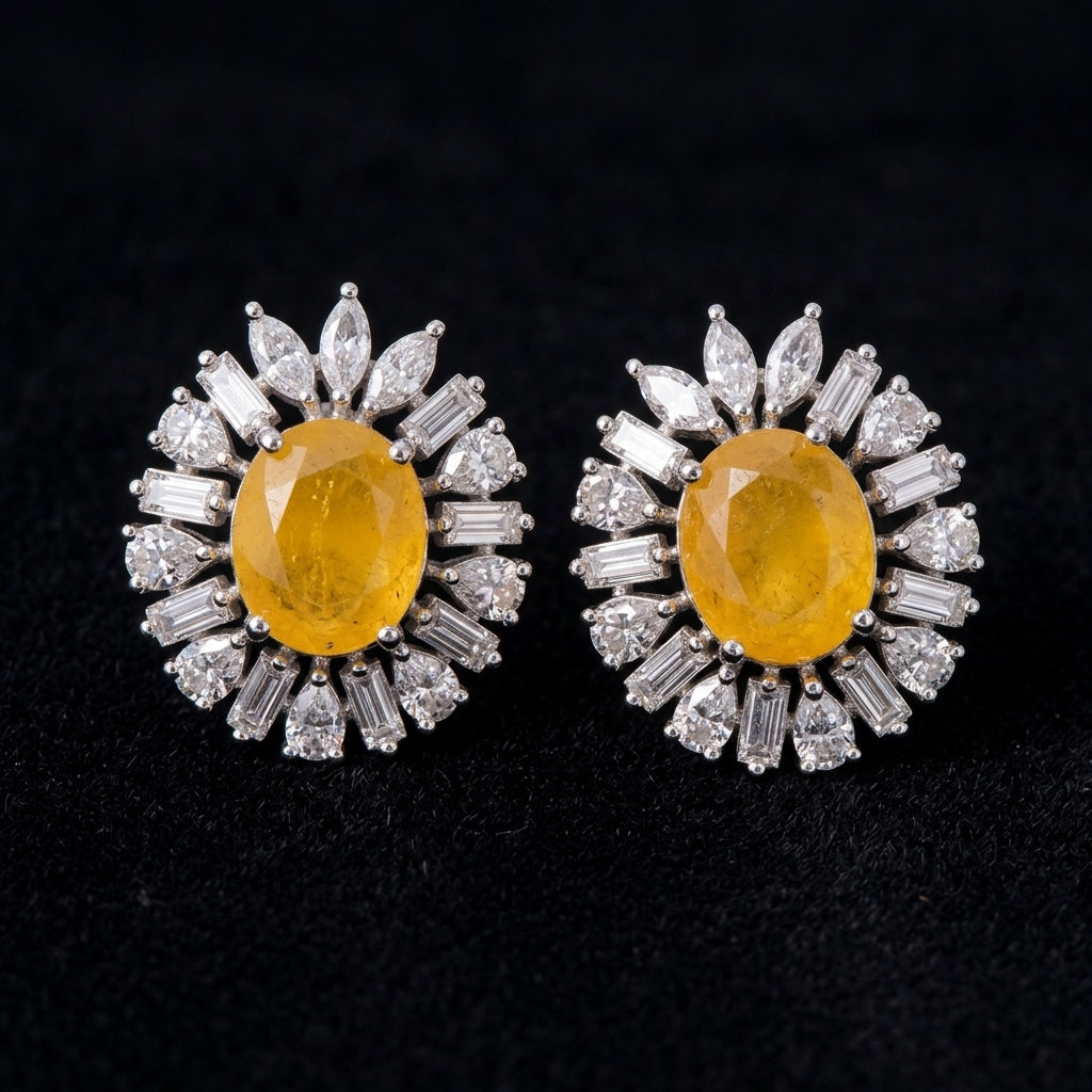 Canary Yellow Crystal Stud Earrings