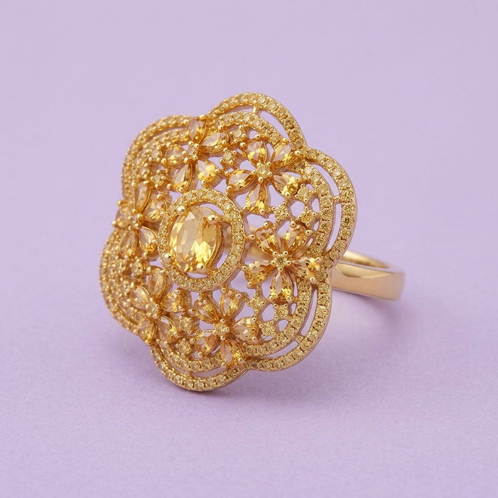 Crystal Clover Cocktail Ring