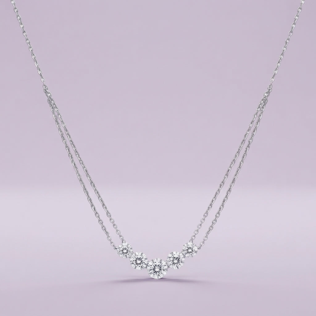 925 Silver Double Chain Trilogy Necklace