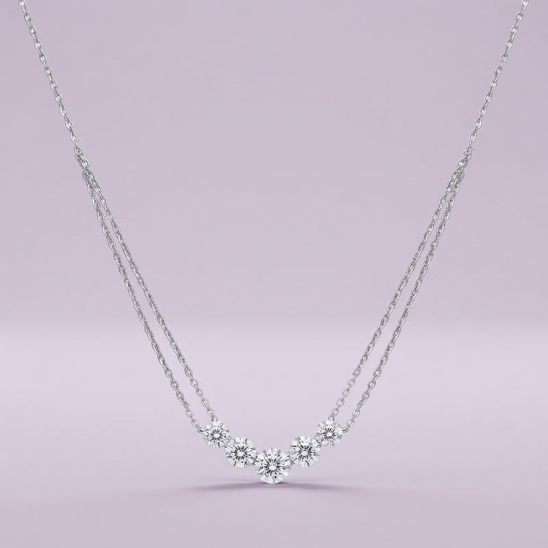 925 Silver Double Chain Trilogy Necklace