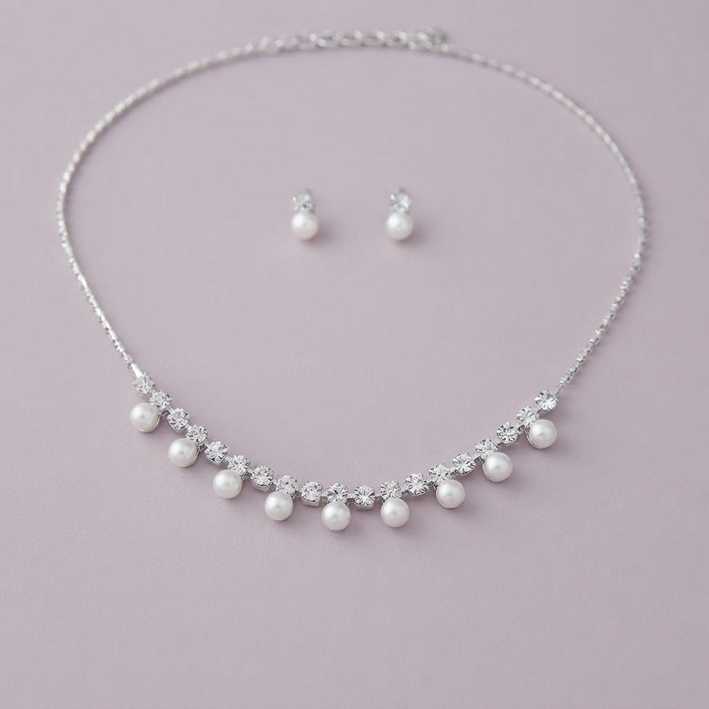 925 Silver Pearl Garland Necklace Set