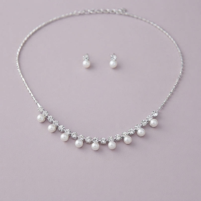 925 Silver Pearl Garland Necklace Set